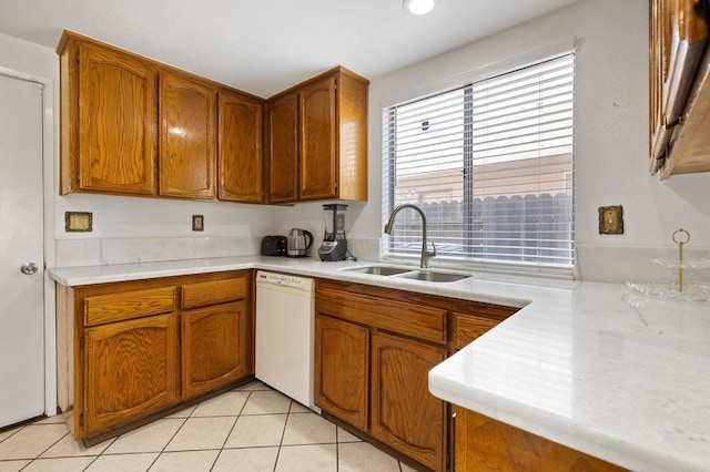 4068 De La Vina Way, Sacramento, CA 95823 - kitchen with white dishwasher, brown cabinets, and light countertops