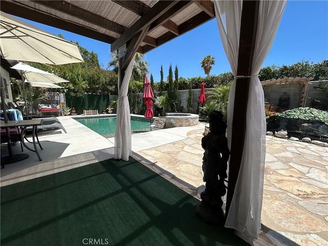 9830 Mesquite Ave, Desert Hot Springs, CA 92240 - fenced backyard featuring a patio