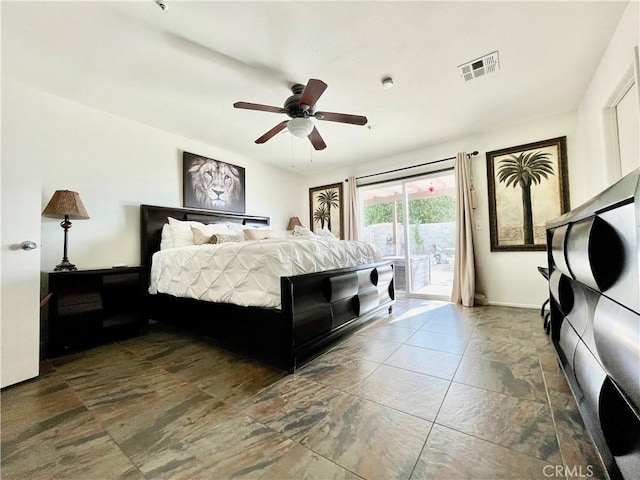 9830 Mesquite Ave, Desert Hot Springs, CA 92240 - bedroom featuring access to outside and a ceiling fan