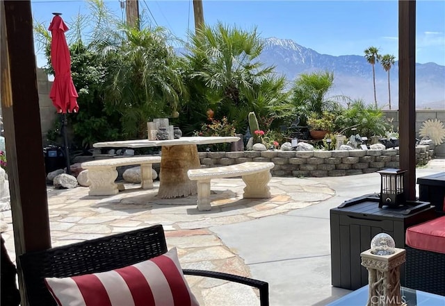 9830 Mesquite Ave, Desert Hot Springs, CA 92240 - view of patio / terrace with a mountain view