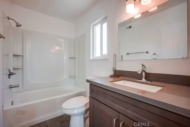 9063 Rosecrest Ln, Fontana, CA 92335 - bathroom with vanity, shower / bathtub combination, and wood finished floors