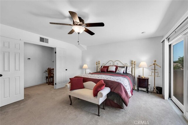 17262 Chase St, Northridge, CA 91325 - bedroom featuring carpet flooring, access to exterior, and a ceiling fan