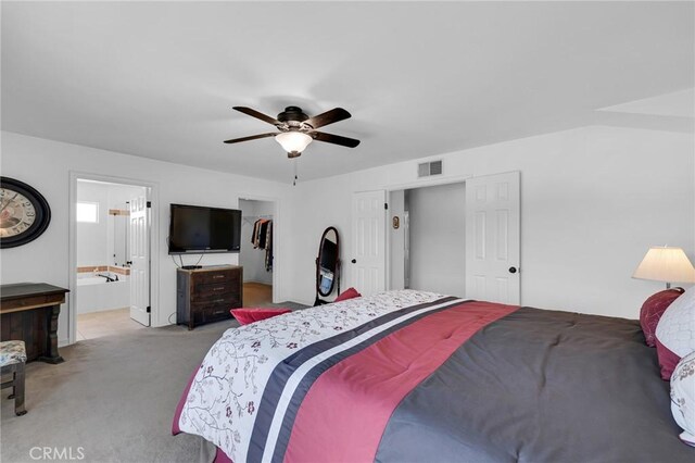 17262 Chase St, Northridge, CA 91325 - carpeted bedroom with a ceiling fan, a walk in closet, connected bathroom, and a closet