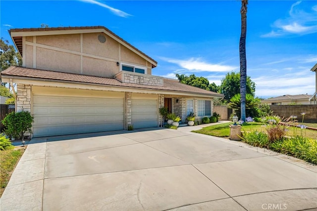 17262 Chase St, Northridge, CA 91325 - traditional-style house with concrete driveway, a balcony, an attached garage, stucco siding, and a tile roof