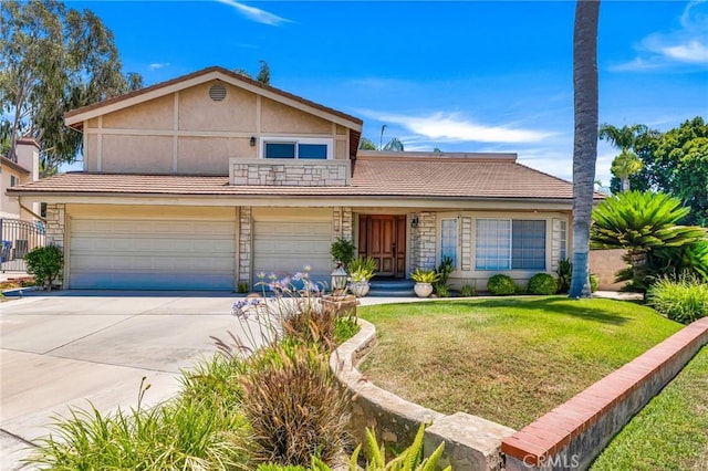 17262 Chase St, Northridge, CA 91325 - view of front of home featuring driveway, a front yard, a balcony, and stucco siding