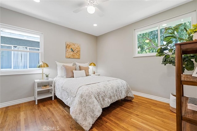 2781 Vuelta Grande Ave, Long Beach, CA 90815 - bedroom with light wood finished floors, recessed lighting, and a ceiling fan