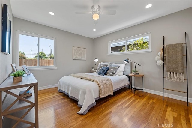 2781 Vuelta Grande Ave, Long Beach, CA 90815 - bedroom featuring light wood-type flooring, recessed lighting, and ceiling fan