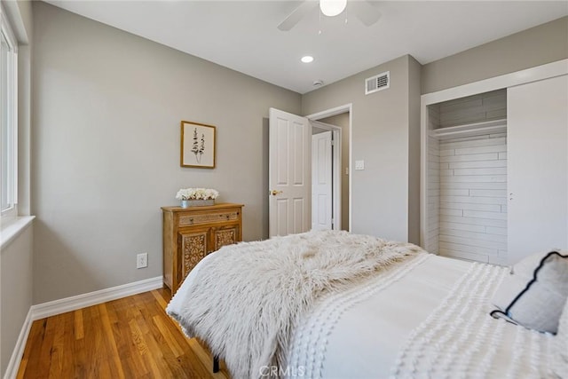 2781 Vuelta Grande Ave, Long Beach, CA 90815 - bedroom with light wood-type flooring, recessed lighting, and ceiling fan