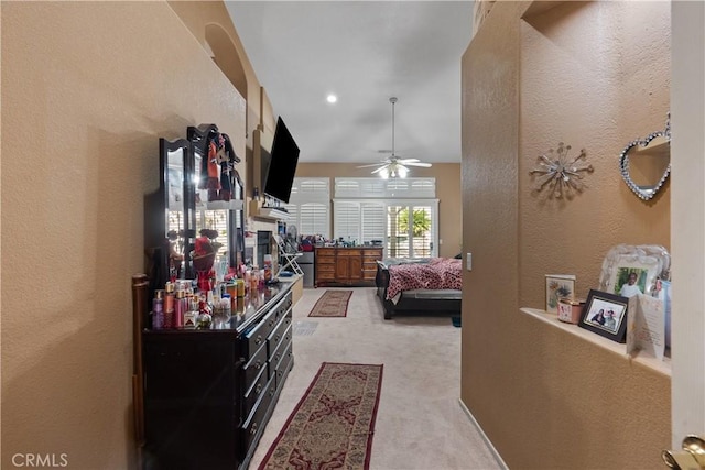 42012 57th St W, Lancaster, CA 93536 - hallway with light carpet and a textured wall