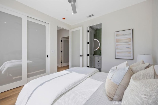 2405 Mathews Ave Unit C, Redondo Beach, CA 90278 - bedroom with wood finished floors and a ceiling fan