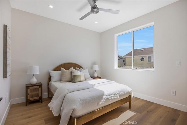 2405 Mathews Ave Unit C, Redondo Beach, CA 90278 - bedroom with wood finished floors, recessed lighting, and a ceiling fan