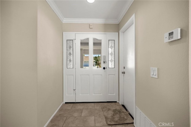 30314 Honeysuckle Hill Dr, Canyon Country, CA 91387 - entryway with ornamental molding and light tile patterned flooring