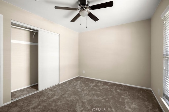 30314 Honeysuckle Hill Dr, Canyon Country, CA 91387 - unfurnished bedroom with carpet flooring, a closet, and a ceiling fan