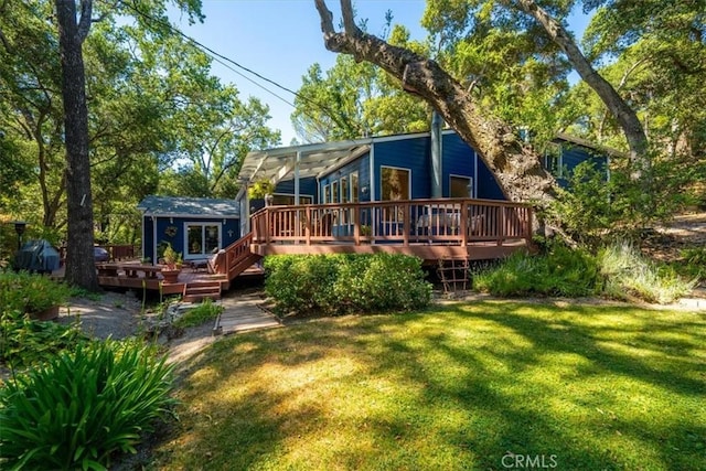 5375 Rosario Ave, Atascadero, CA 93422 - back of property featuring a wooden deck and a yard