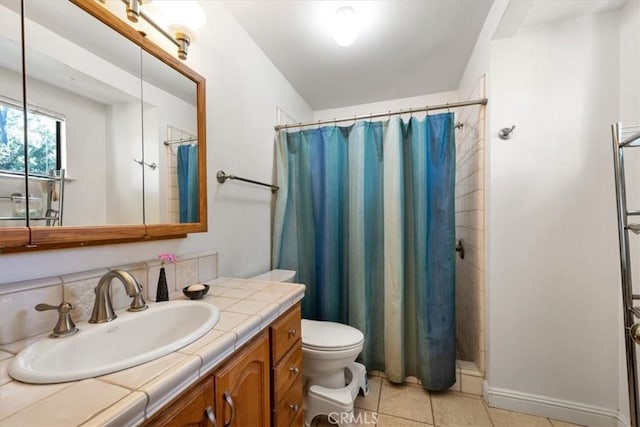 5375 Rosario Ave, Atascadero, CA 93422 - bathroom with vanity, tile patterned floors, and curtained shower