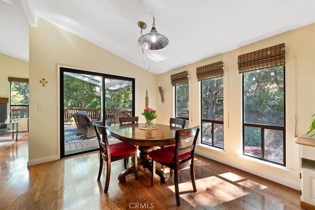 5375 Rosario Ave, Atascadero, CA 93422 - dining area with lofted ceiling and wood finished floors