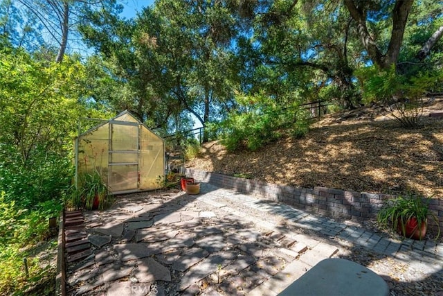 5375 Rosario Ave, Atascadero, CA 93422 - view of patio featuring an exterior structure and an outbuilding