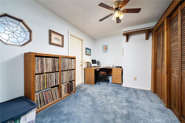 1722 Tiffany Ct, Ontario, CA 91762 - office area with carpet and ceiling fan