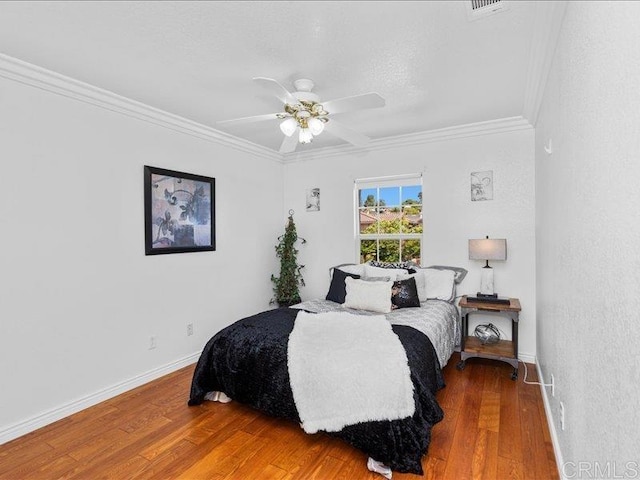 2381 Avenida Helecho, Carlsbad, CA 92009 - bedroom with ornamental molding, wood finished floors, and a ceiling fan