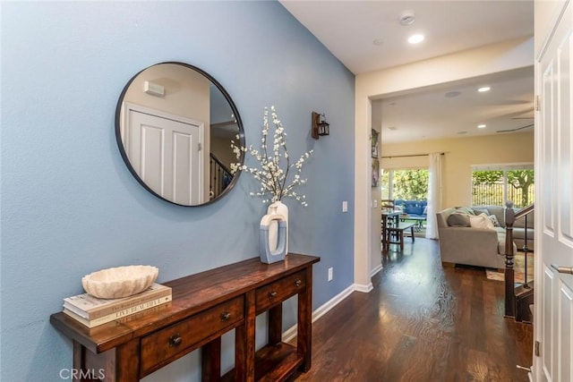 17138 Hickory Ridge Ct, Canyon Country, CA 91387 - hall featuring wood finished floors and recessed lighting