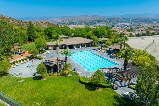 17138 Hickory Ridge Ct, Canyon Country, CA 91387 - community pool with a mountain view