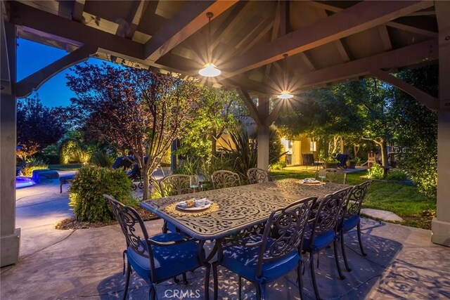 17138 Hickory Ridge Ct, Canyon Country, CA 91387 - view of patio featuring an outdoor pool, a gazebo, and outdoor dining space