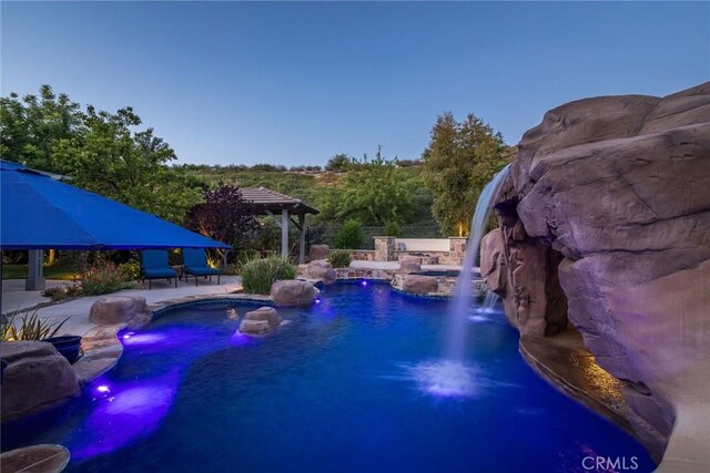 17138 Hickory Ridge Ct, Canyon Country, CA 91387 - view of swimming pool featuring a gazebo and a patio area
