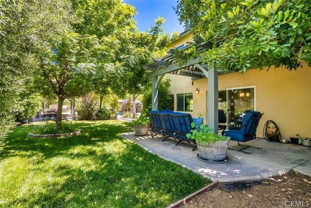 17138 Hickory Ridge Ct, Canyon Country, CA 91387 - view of green lawn with a pergola and a patio