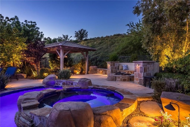 17138 Hickory Ridge Ct, Canyon Country, CA 91387 - view of patio featuring a gazebo and an in-ground hot tub