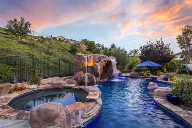 17138 Hickory Ridge Ct, Canyon Country, CA 91387 - view of swimming pool with a pool with connected hot tub