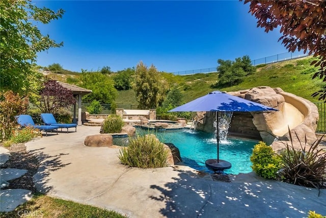 17138 Hickory Ridge Ct, Canyon Country, CA 91387 - view of pool with a patio area and a pool with connected hot tub