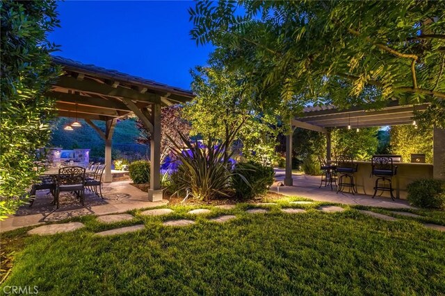 17138 Hickory Ridge Ct, Canyon Country, CA 91387 - view of grassy yard featuring a pergola, a patio, and a gazebo