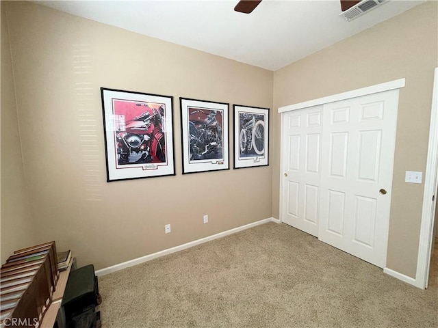 3803 Colma Ct, Merced, CA 95348 - unfurnished bedroom featuring carpet, a closet, and a ceiling fan