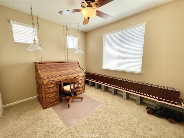 3803 Colma Ct, Merced, CA 95348 - office space with carpet flooring and a ceiling fan