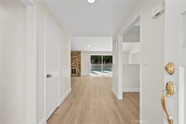 12847 Winthrop Ave, Granada Hills, CA 91344 - corridor with light wood-type flooring and recessed lighting