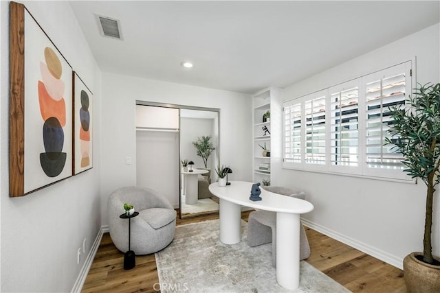 503 Morning Canyon Rd Unit 9, Corona Del Mar, CA 92625 - office area featuring wood finished floors and recessed lighting