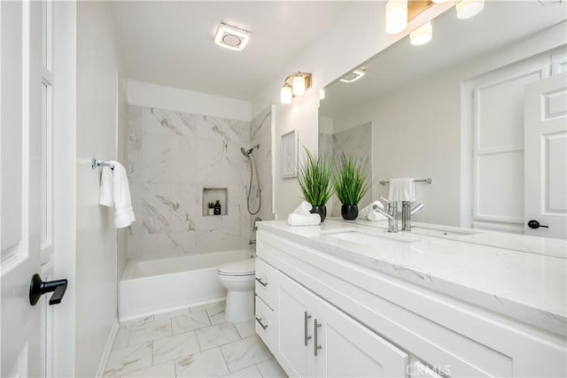503 Morning Canyon Rd Unit 9, Corona Del Mar, CA 92625 - full bath with vanity, marble look tiles, and bathtub / shower combination