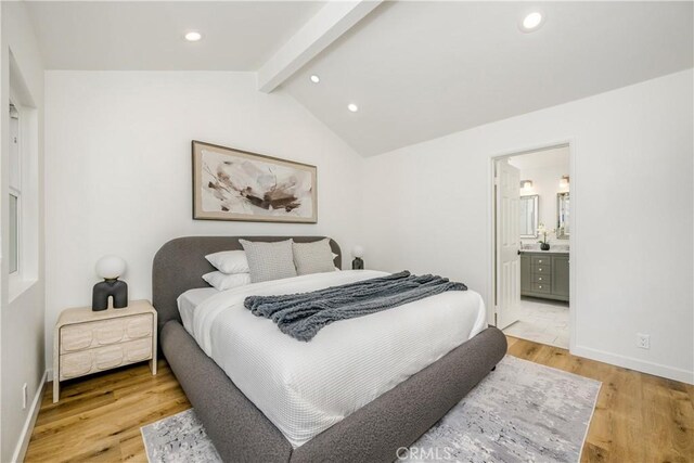 503 Morning Canyon Rd Unit 9, Corona Del Mar, CA 92625 - bedroom with recessed lighting, light wood finished floors, and connected bathroom