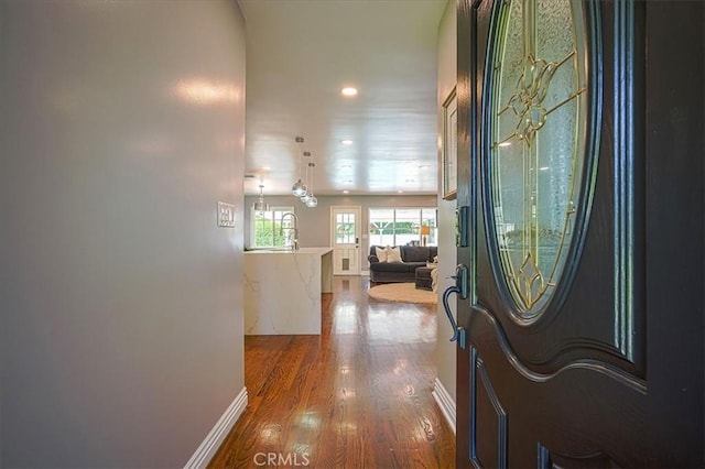 1375 N Euclid Ave, Upland, CA 91786 - entryway with wood finished floors and recessed lighting