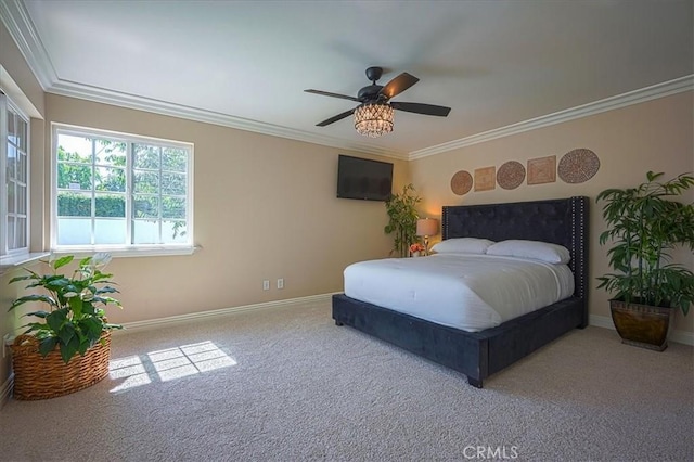 1375 N Euclid Ave, Upland, CA 91786 - bedroom with carpet flooring, crown molding, and a ceiling fan