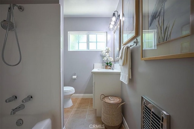 1375 N Euclid Ave, Upland, CA 91786 - full bath with vanity, bathtub / shower combination, tile patterned floors, and heating unit
