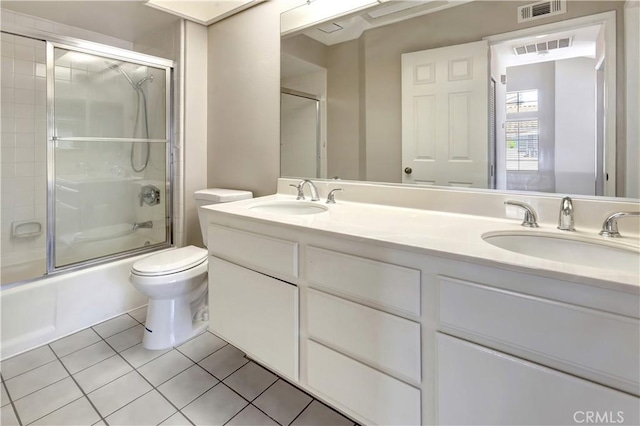 27982 Via Del Agua, Laguna Niguel, CA 92677 - bathroom featuring tile patterned flooring, double vanity, and combined bath / shower with glass door