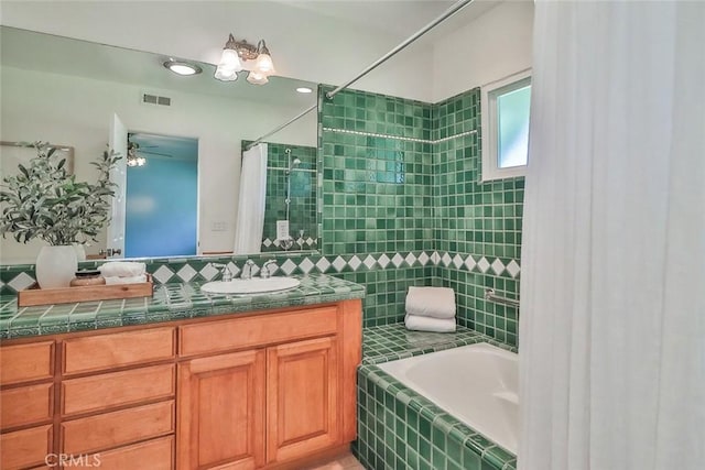 17654 Prairie St, Northridge, CA 91325 - full bathroom with vanity and a ceiling fan