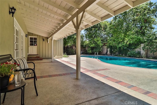 17654 Prairie St, Northridge, CA 91325 - view of pool featuring a fenced backyard, a patio, and entry steps