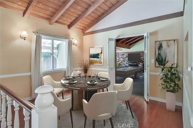 17654 Prairie St, Northridge, CA 91325 - dining area with wood ceiling and wood finished floors