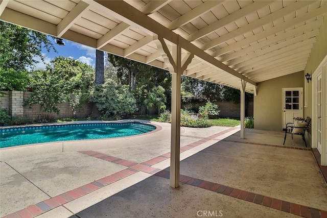 17654 Prairie St, Northridge, CA 91325 - view of pool featuring a fenced backyard and a patio