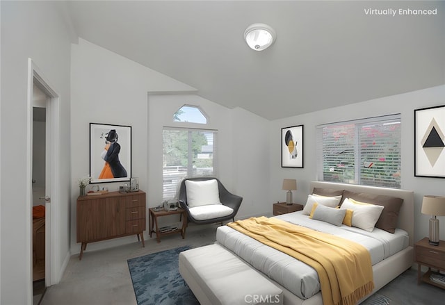 3556 Cypress St, Clearlake, CA 95422 - bedroom with lofted ceiling and light carpet