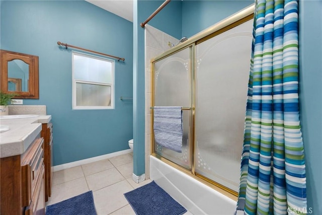 1806 Briercliff Ct, Bakersfield, CA 93311 - bathroom with vanity, enclosed tub / shower combo, and tile patterned floors