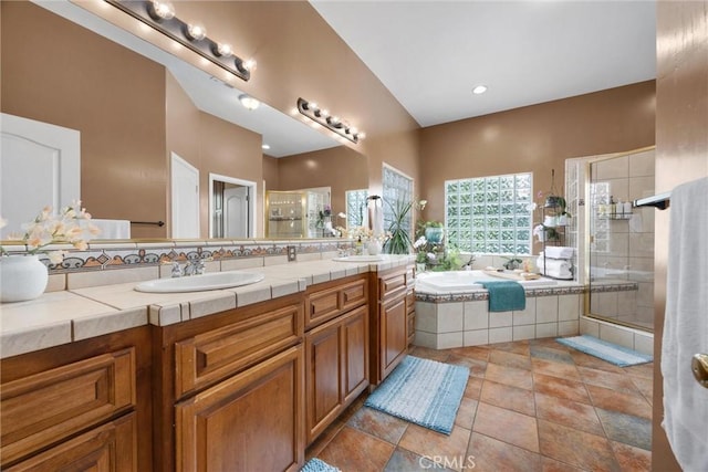 1806 Briercliff Ct, Bakersfield, CA 93311 - full bath with a stall shower, double vanity, and a bath