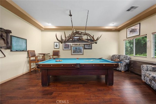 1806 Briercliff Ct, Bakersfield, CA 93311 - rec room featuring billiards table, a raised ceiling, and wood finished floors